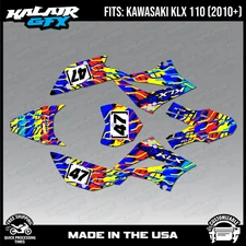 Graphics Kit for Kawasaki KLX110 KLX110R/RL (2010-2024) Thunder Series - Blue