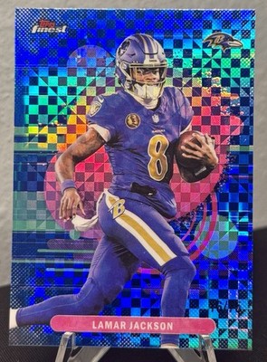 2025 Topps Finest - Uncommon Lamar Jackson #124 Blue X-Fractor /75