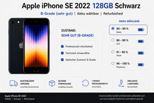 Produktbild - Apple iPhone SE 2022 128GB Schwarz | B-Grade | Batterie wählbar | Refurbished