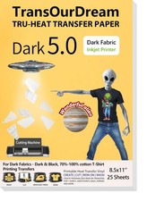 TransOurDream Tru-Iron on Heat Transfer Paper for Dark 25 Sheets,