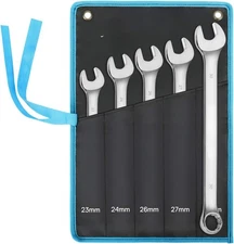 Long Pattern Combination Wrench Set, Metric, 5-Piece, 23-30mm,12 Point,CR-V Stee