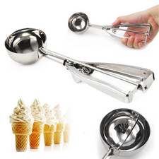 Heavy Duty Ice Cream Scooper Stainless Steel Potato Mash Spring Kitchen Tool 6CM