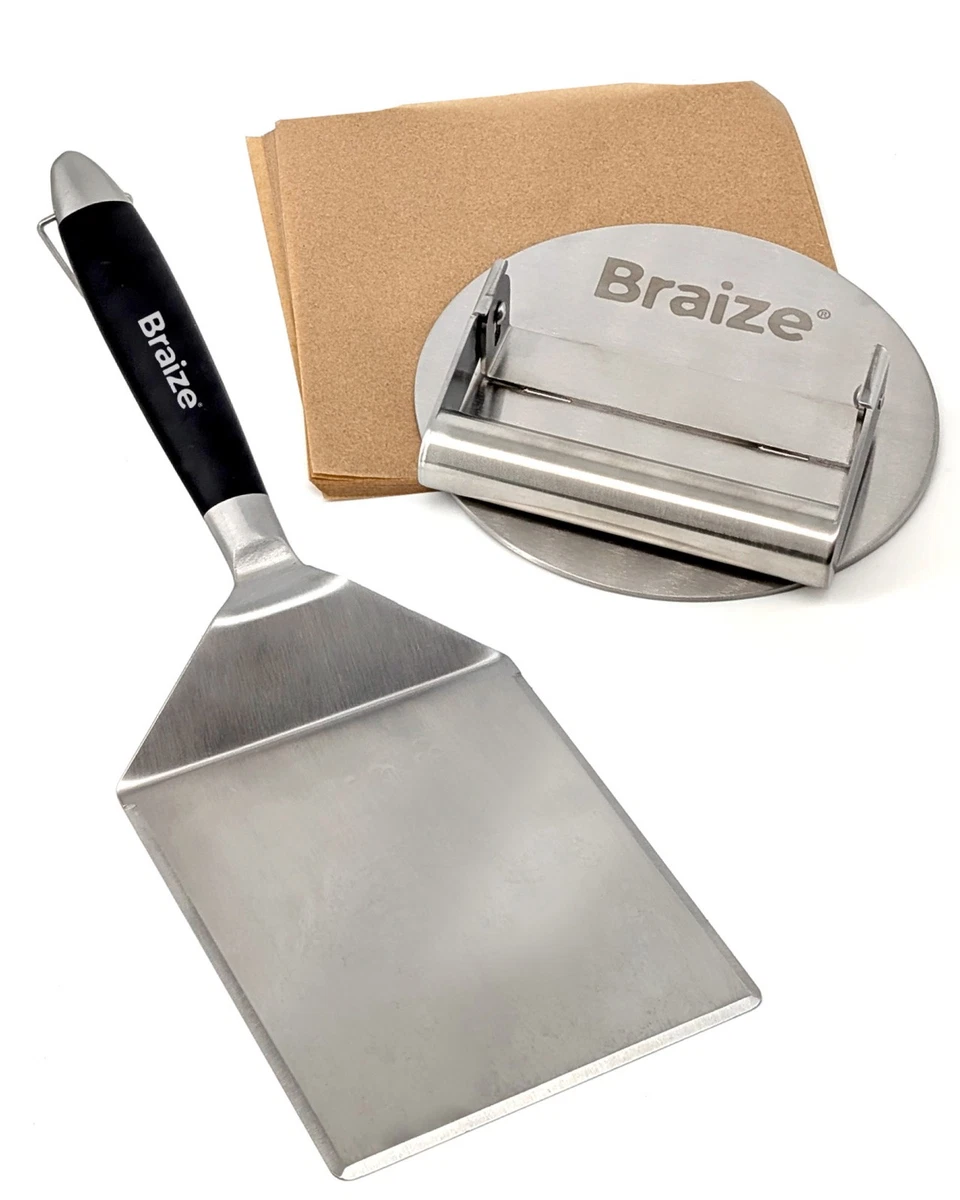 Juego de Prensa para Hamburguesas Braize Smash, Prensa para Hamburguesas de Acero Inoxidable con Plegable