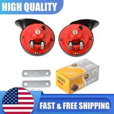 2x 12V 300DB Super Loud Train Horn Waterproof Motorcycle Car Truck SUV Boat Red