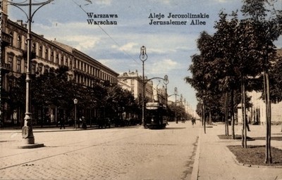 Ak Warszawa Warschau Polen, Jerusalemer Allee, Straßenbahn - 4668397