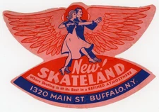 1930's-50's New Skateland Buffalo, NY Roller Skating Label #8S