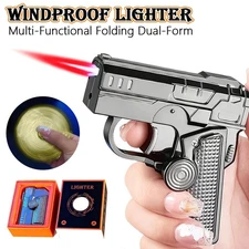 Multi-Functional Folding Dual-Form Windproof Lighter Metal Jet Red Flame Fashion