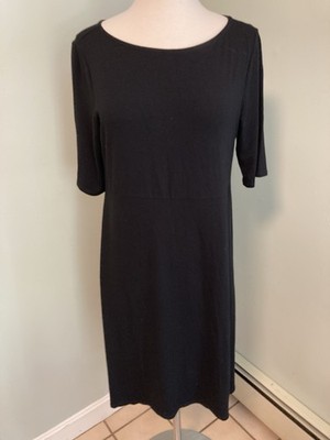 Eileen Fisher Black Jersey Hi-Lo Summer Weight Dress S/P