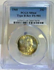 1960 Washington Quarter Type B Reverse FS-901 MS 64 PCGS Nice Toning