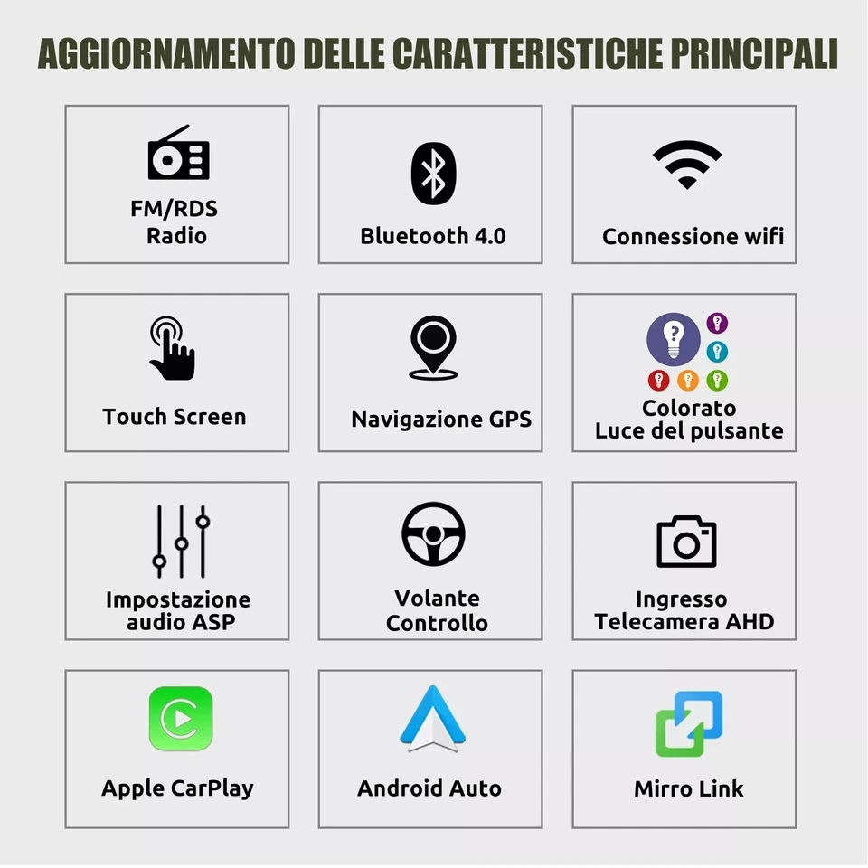 AUTORADIO 2+32GB ANDROID CARPLAY GPS WIFI E RETROCAMERA VW GOLF 5 6 POLO PASSAT - Immagine 3 di 4