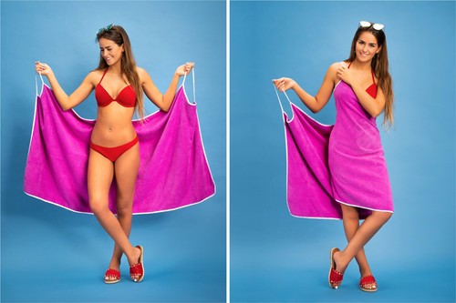 MAXIMEX Damen Wickel Strand Kleid Sommer Duschtuch Handtuch Badetuch Sauna Pool - Bild 2 von 11