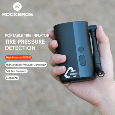 #ad ROCKBRS Electric Bike Tire Pump 150PSI Mini Air Inflator Portable 5000mAh Type C $47.99