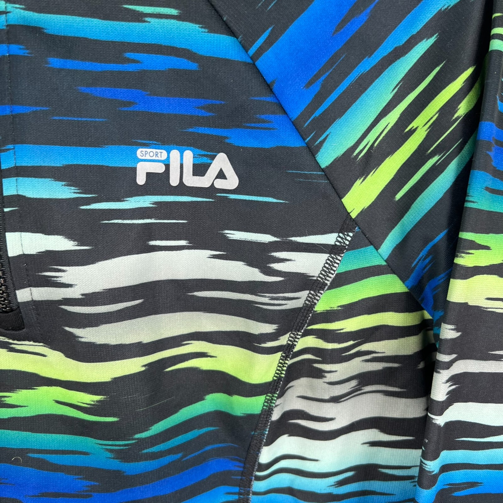 Giacca pull over Fila Sport 1 4 Stampa Zebra Stampa Donna M Blu Nero Tasca