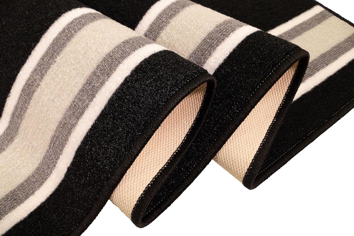 Custom Size Washable Non Slip Bordered Design Black Runner Rug 26"/30