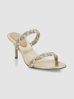 $745 Gianvito Rossi Women's Gold & Silver Metallic Slide Sandal Shoe Sz 37/US 7