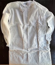 10 White Disposable Lab Coats Unisex 100 Polypropylene Knit Cuff at wrist - XXL