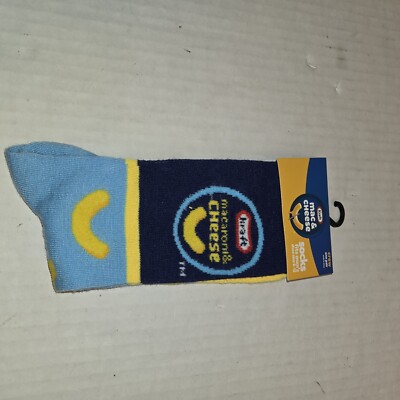 Kraft Mac & Cheese - Blue & Yellow - Size Men's 6-12 - One Pair - Novelty Socks