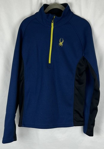 Men’s Spyder Small Quarter 1/4 Zip Pullover  Blue Black Waffle - Picture 1 of 4