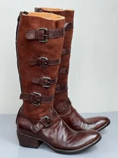 FAUZIAN JEUNESSE Knee Boots Shoes Shearling Sheepskin Leather Size 38 Buckled