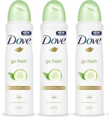 3x Dove Cucumber Green Tea Moisturising Cream Deodorant 48h Spray 150 ml / 5 oz
