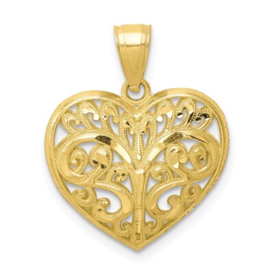10k Gelbgold Filigran Herz Charm Anhänger 1,21g Geschenk für Mutter