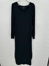 Softies Jess 50" Wide Neck Long Sleeve Night Gown sz S in Black Sleep Shirt NWOT