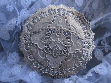 9 pcs VTG 6" INCH LACE Silver Victorian FOIL METALLIC ROUND PAPER LACE DOILY
