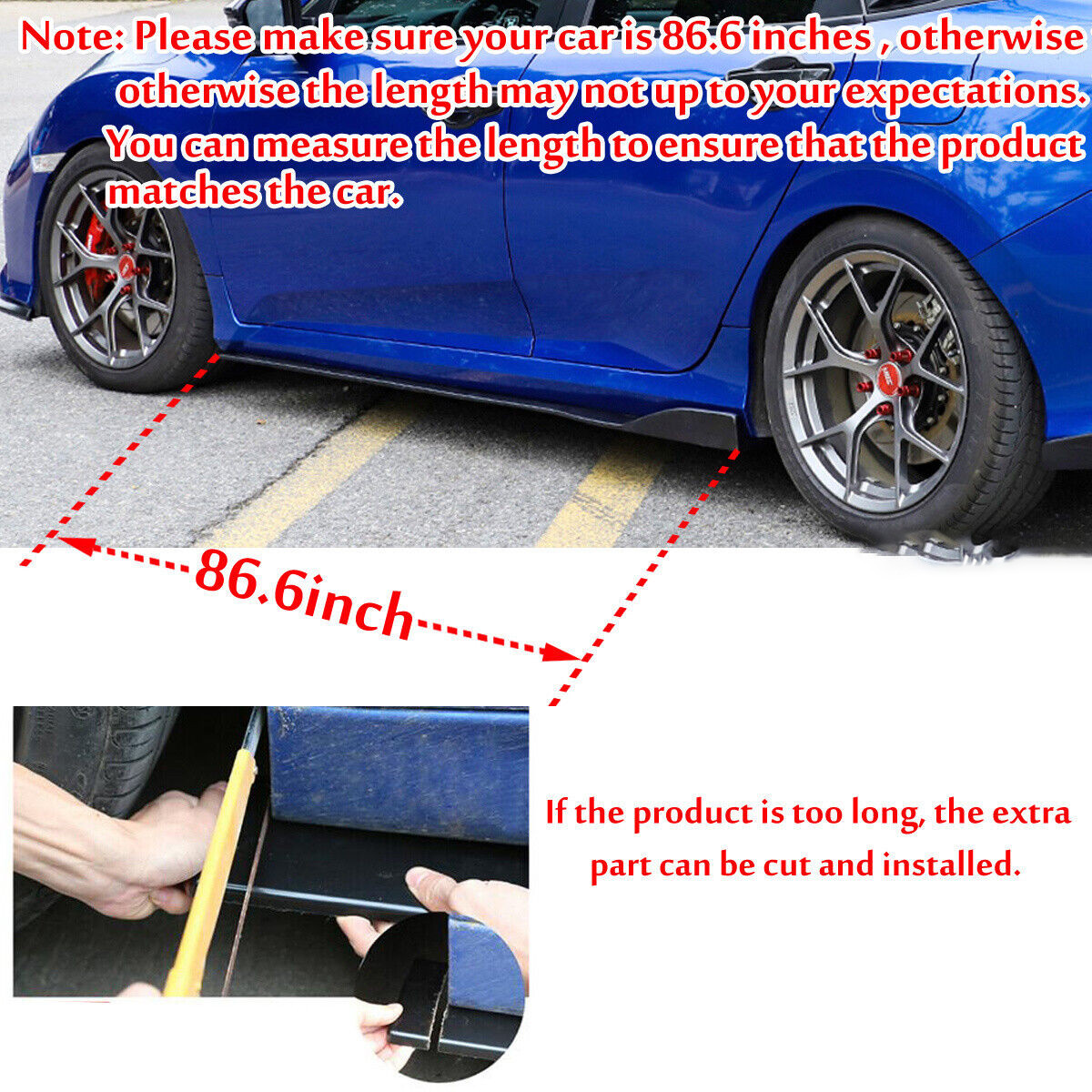 Glossy Front Lower Bumper Lip Splitter Spoiler +Side Skirt For Kia Optima 2010