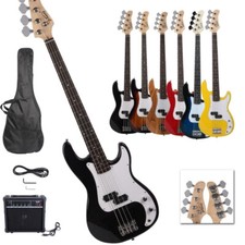 New GP Glarry Electric Bass Guitar W/Pick Cable Wrench Tool 20W AMP Burlywood US