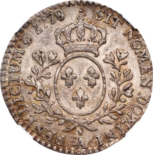 FRANCE LOUIS XVI 1779/8-A 1/10 ECU SILVER COIN ALMOST UNCIR NGC CERTIFIED AU53 - Picture 3 of 7