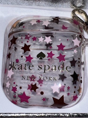Kate Spade Twinkle Boxed Air Pods Clear Case with Pink Stars printed allover - Picture 3 of 6