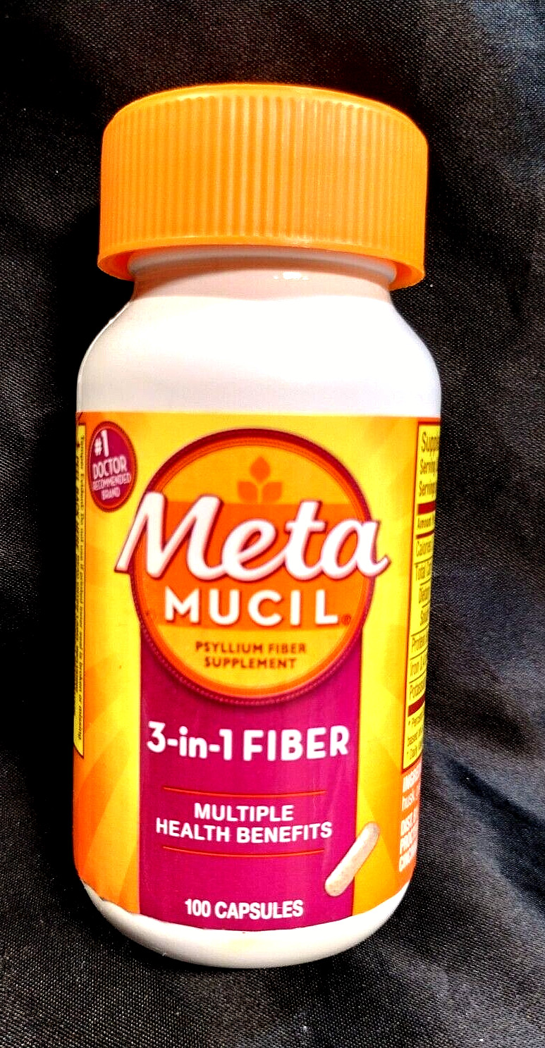 METAMUCIL..PSYLLIUM..3IN1..FIBER SUPPLEMENT..100 CAPSULES..JAN 2025