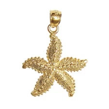 New 14k Yellow Gold Starfish Pendant 