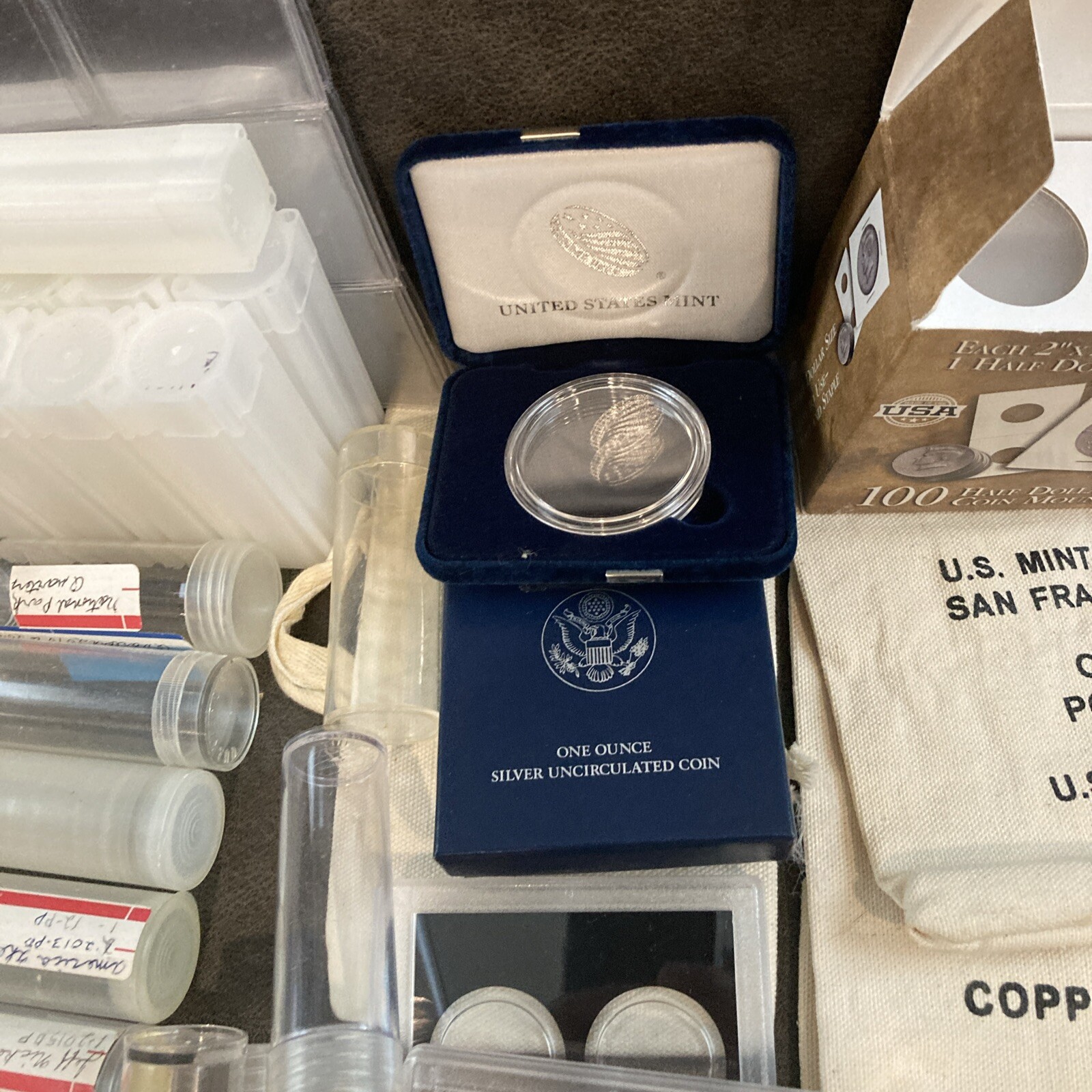 Large Supplies Lot - Coin Tubes, & Holders &Canvas Bags, mount holders,air-tites