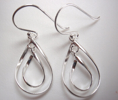 Doppel gewellte Creolen 925 Sterling Silber Ohrhänger kleine Creolen innen groß