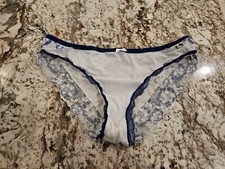 True Vintage Victoria Secret Satin  Lace Cheekini Tanga Bikini Size Medium