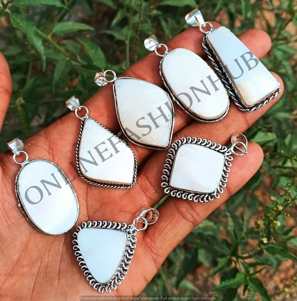 Lote de colgantes de lujo enchapados en plata de ley 925 con piedras preciosas de madreperla joyas Foto 2 de 3