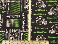 1 1/2 YDS-2 PCS-LOT-SEATTLE SEAHAWKS FOOTBALL TEAM FABRIC-100 COTTON-HELMETS