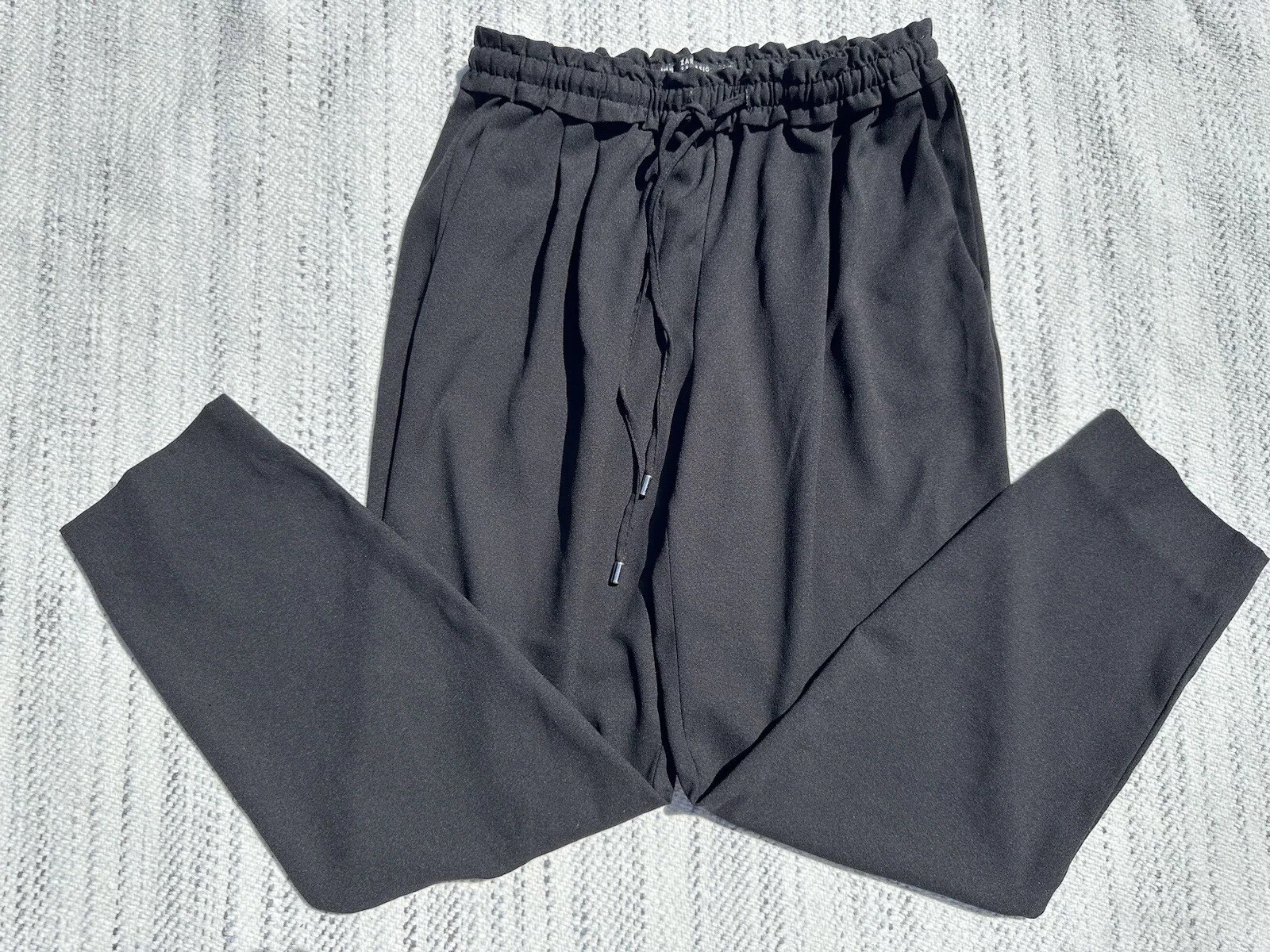 Zara Basic Pants Extra Small Black Straight Draws… - image 1