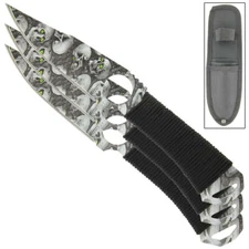 3pc Crossroad Shadow Demon Zombie Apocalypse 8" Throwing Knife Set + Sheath