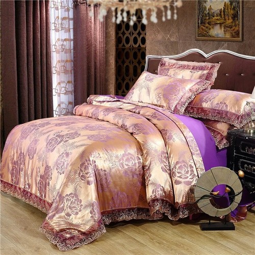 Luxus Spitze Jacquard Satin Bettbezug Set mit Bettwäsche und Bettwäschegarnitur - Bild 31 von 43