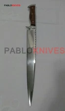 18" Rare Hand Forged J2 Steel High Polish Hunting Full Tang Knife Wood Handle