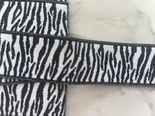 2.75 yards black white tiger zebra animal print woven jacquard ribbon 1.25" CUT