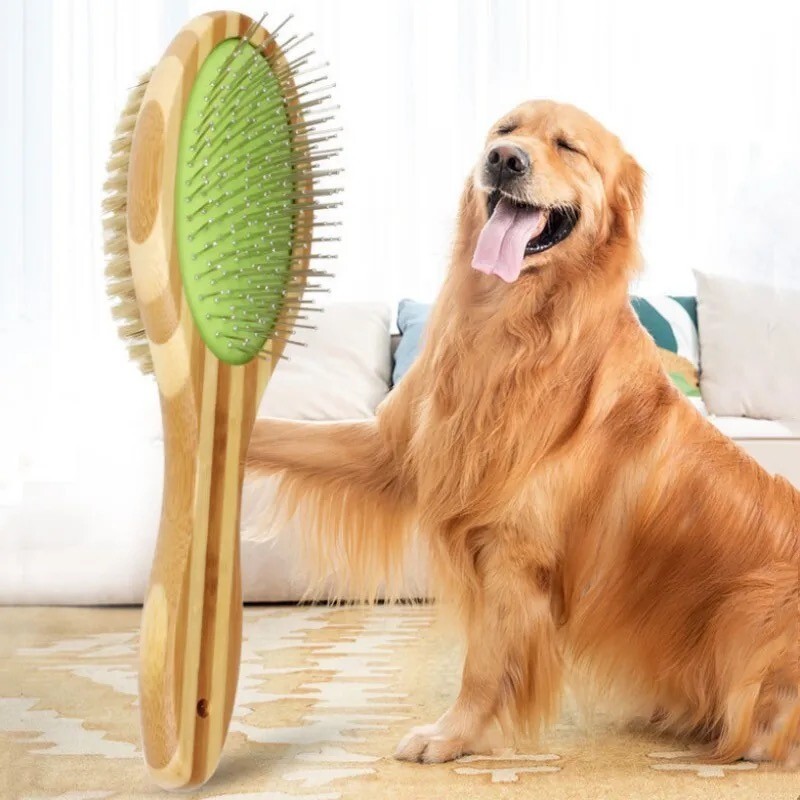 NEW Double Side Bristle & Pin Pet Dog Cat Hair Grooming Brush Fur Shedding Tool 