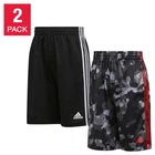 Boy's Adidas 2 Pack Active Shorts Size XLarge 18 - 20 Black Gray Red Camo
