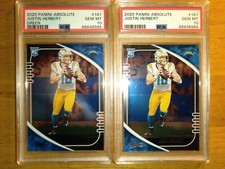 2) JUSTIN HERBERT 2020 ABSOLUTE & BASE RC CARDS #167 BOTH PSA 10 GEMS! CHARGERS_