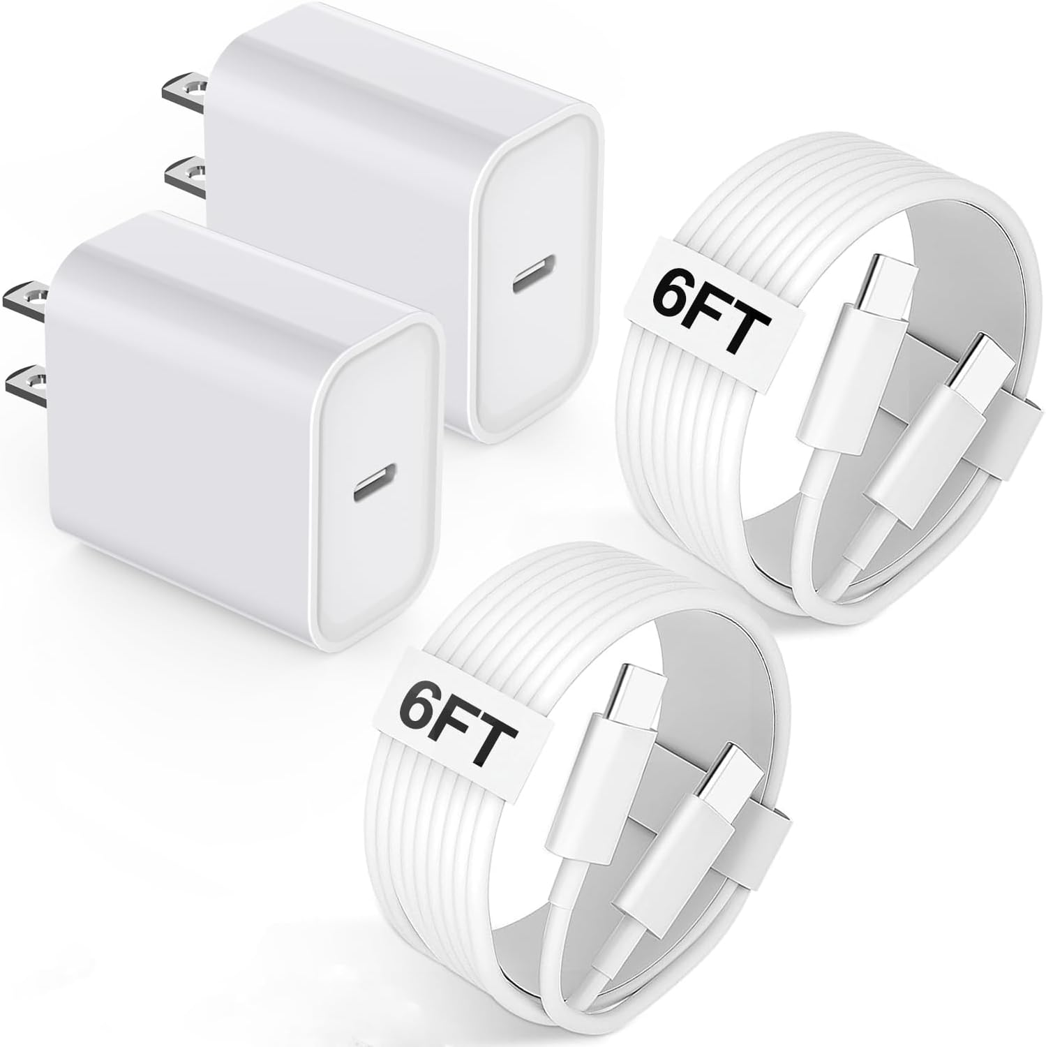 USB C Fast Charger 2-Pack 20W for iPhone 15 Fast Charging Wall Adapter