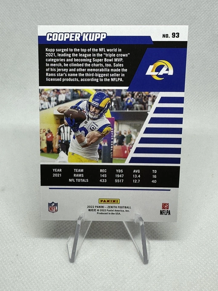 2022 Panini Zenith Red Zone Red Parallel #93 Cooper Kupp Los Angeles Rams - Image 2 of 2
