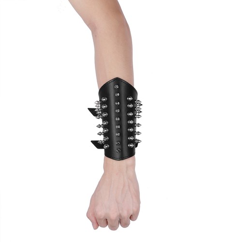 Medieval Faux Leather Bracer With Metal Spikes - One Size Unisex Arm Guard