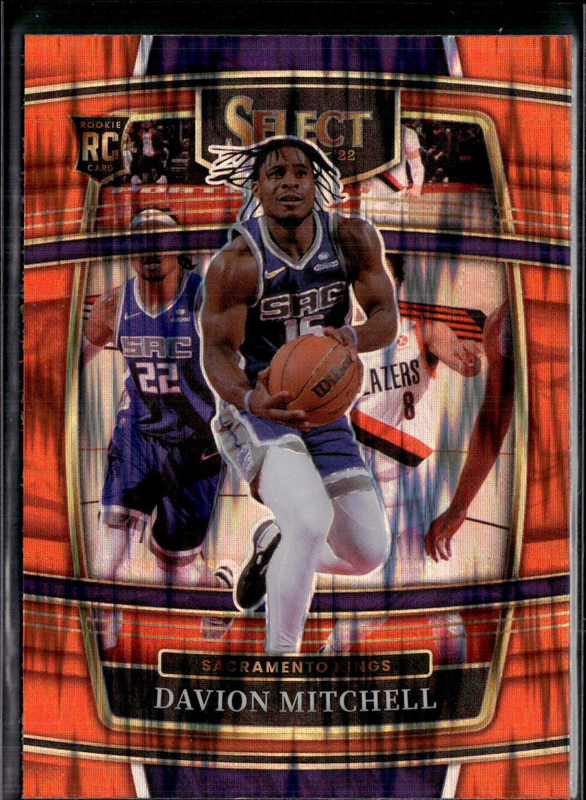 2021-22 Panini Select #23 Davion Mitchell Orange Flash Prizms Rookie Kings RC